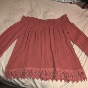 Rue21 off the shoulder long sleeve with lace trim